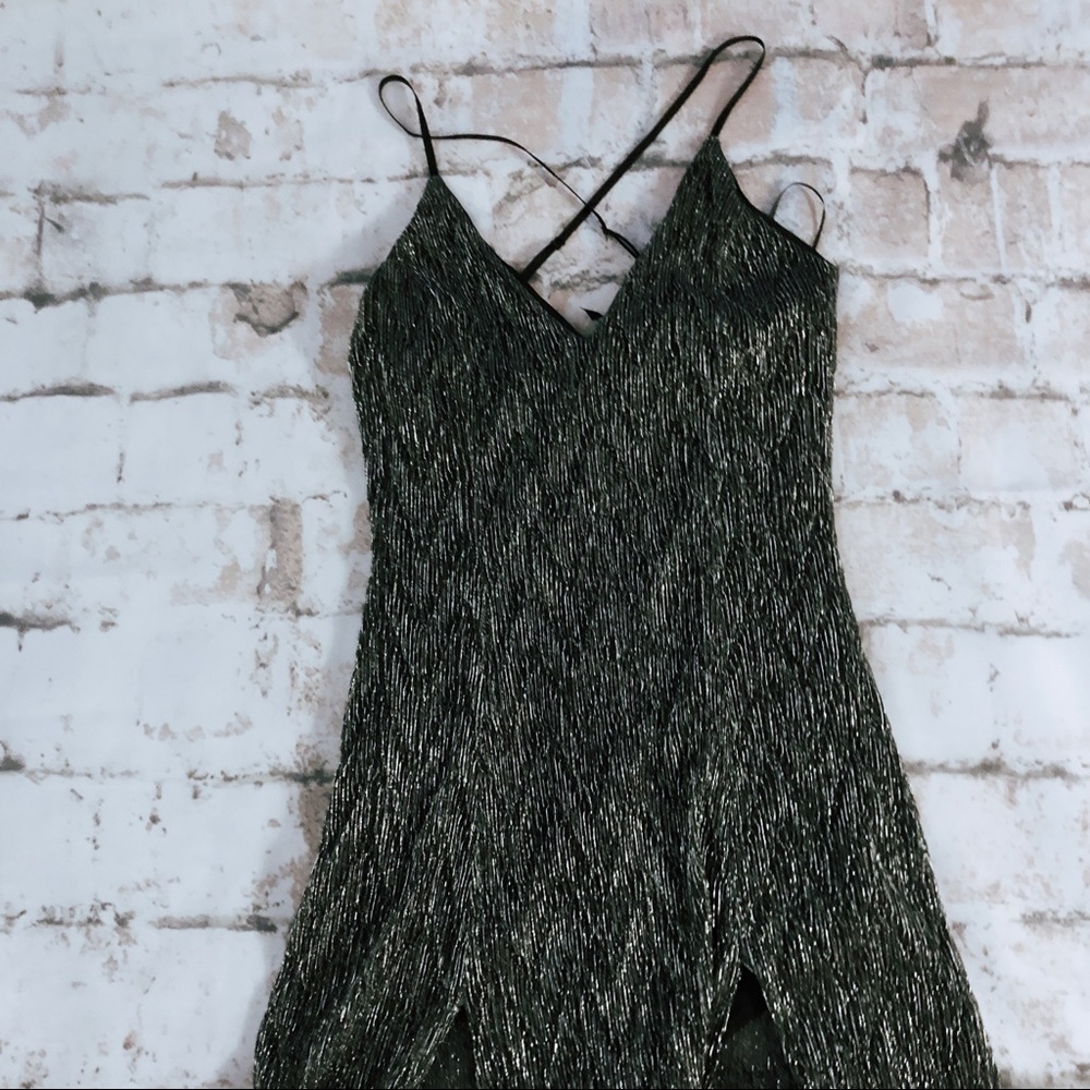 Metallic Crepe High Slit Maxi Dress - Picture 4 of 4